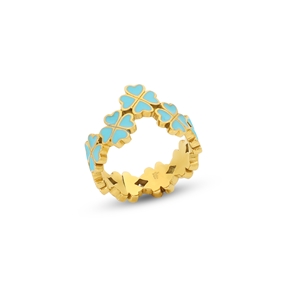 Blissful Heart4Heart gold plated ring with turquoise enamel-