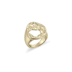 Fluid Contour gold plated ring with irregular motif-