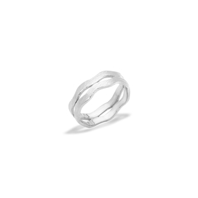 Wavy Flair double-band silver wavy ring-