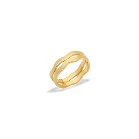 Wavy Flair double-band gold plated wavy ring-