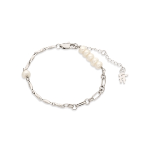 The Chain Addiction silvery chain bracelet with pearls-