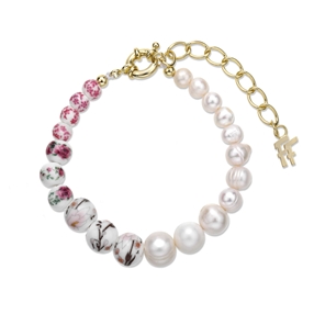 Dreaming Mood chain bracelet with ceramic beads and pearls-