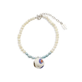 Memory Beat white-light blue pearl bracelet and bead-