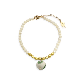 Memory Beat white-gold pearl bracelet and bead-