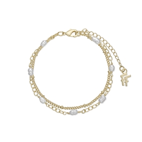 The Chain Addiction double chain gold plated bracelet with pearls-