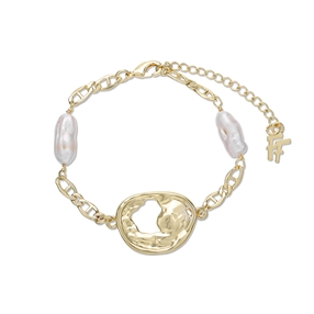 Fluid Contour gold plated chain bracelet irregular motif-