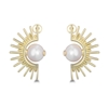 Shine on me gold plated earrings sunray motif and pearl