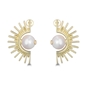 Shine on me gold plated earrings sunray motif and pearl-