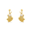 Ruffle glam gold plated dangle earrings wavy petal motif and pearl