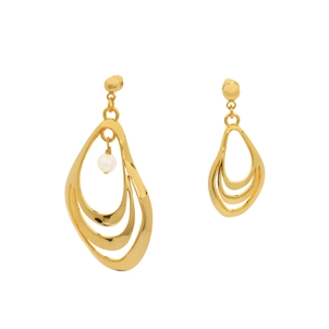 Treasure Lust mismatched gold plated earrings white pearl and shell-