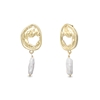 Fluid Contour gold plated dangle earrings irregular motif and pearl