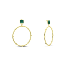 Chic Allure gold plated earrings with green square stone-