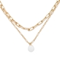 The Chain Addiction gold plated double chain necklace with pearl-