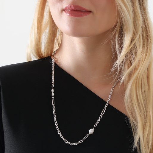 The Chain Addiction silvery chain necklace with pearls-