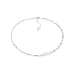 The Chain Addiction short silvery chain necklace with pearls-