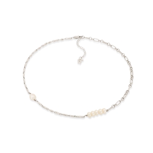 The Chain Addiction short silvery chain necklace with pearls-