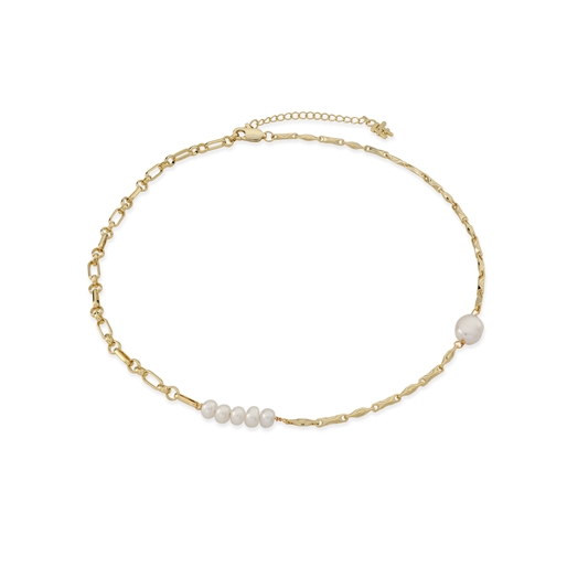 The Chain Addiction short chain gold plated necklace with pearls-