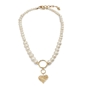 The Chain Addiction short necklace with pearls and heart motif-
