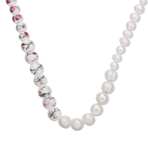 Dreaming Mood short necklace with ceramic beads and pearls-
