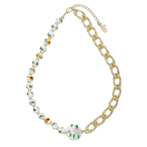 Dreaming Mood short necklace with ceramic beads and acrylic stone-