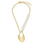 Treasure Lust short gold plated necklace white pearls and shell-