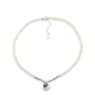 Memory Beat short white-light blue pearl necklace with bead-