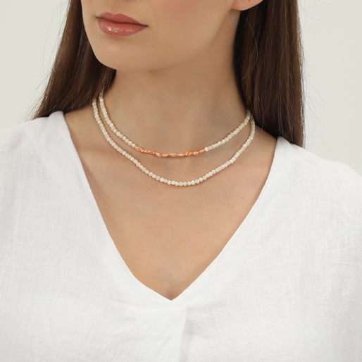 Memory Beat short white pearl necklace-