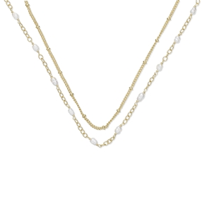 The Chain Addiction gold plated double chain necklace with pearls-