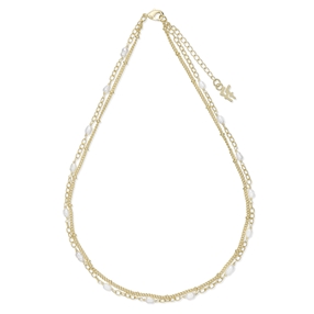 The Chain Addiction gold plated double chain necklace with pearls-