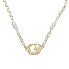 Fluid Contour gold plated short chain necklace irregular motif-