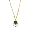 Chic Allure gold plated short chain necklace with green stone