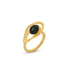 Treasure Lust επίχρυσο δαχτυλίδι πράσινη πέρλα και όστρακο