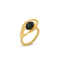 Treasure Lust επίχρυσο δαχτυλίδι πράσινη πέρλα και όστρακο-