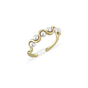 The Chain Addiction gold plated ring with pearls-