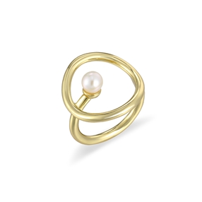 The Chain Addiction gold plated ring with pearl-