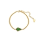 Good Vibes gold plated chain bracelet with green stone-