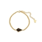 Good Vibes gold plated chain bracelet with black stone-
