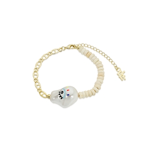 Graffiti Hue gold plated chain blacelet with white stones-