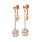 Heart4Heart Rose Gold Plated Pave Clear Crystal Stone Long Earrings-
