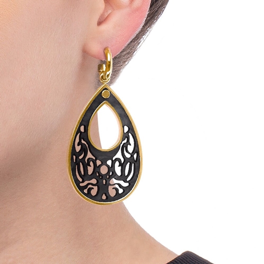 Desire Drops Black Acrylic Medium Earrings-