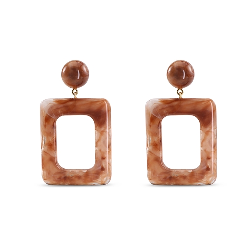 Impress Me large rectangular brown earrings-