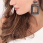 Impress Me large rectangular black earrings-
