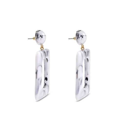 Impress Me large rectangular white earrings-