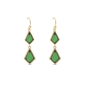 Good Vibes gold plated short earrings with green stones-