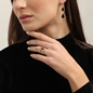 Good Vibes gold plated short earrings with black stones-