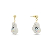 Graffiti Hue gold plated dangle earrings with white stone
