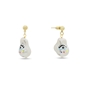Graffiti Hue gold plated dangle earrings with white stone-
