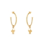Fashionable.Me medium gold plated hoops with cross and pearl charms-