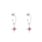 Astro glow small silver hoops with star and magenta stones-