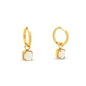 Good Vibes small gold plated hoops with hanging ivory stones-